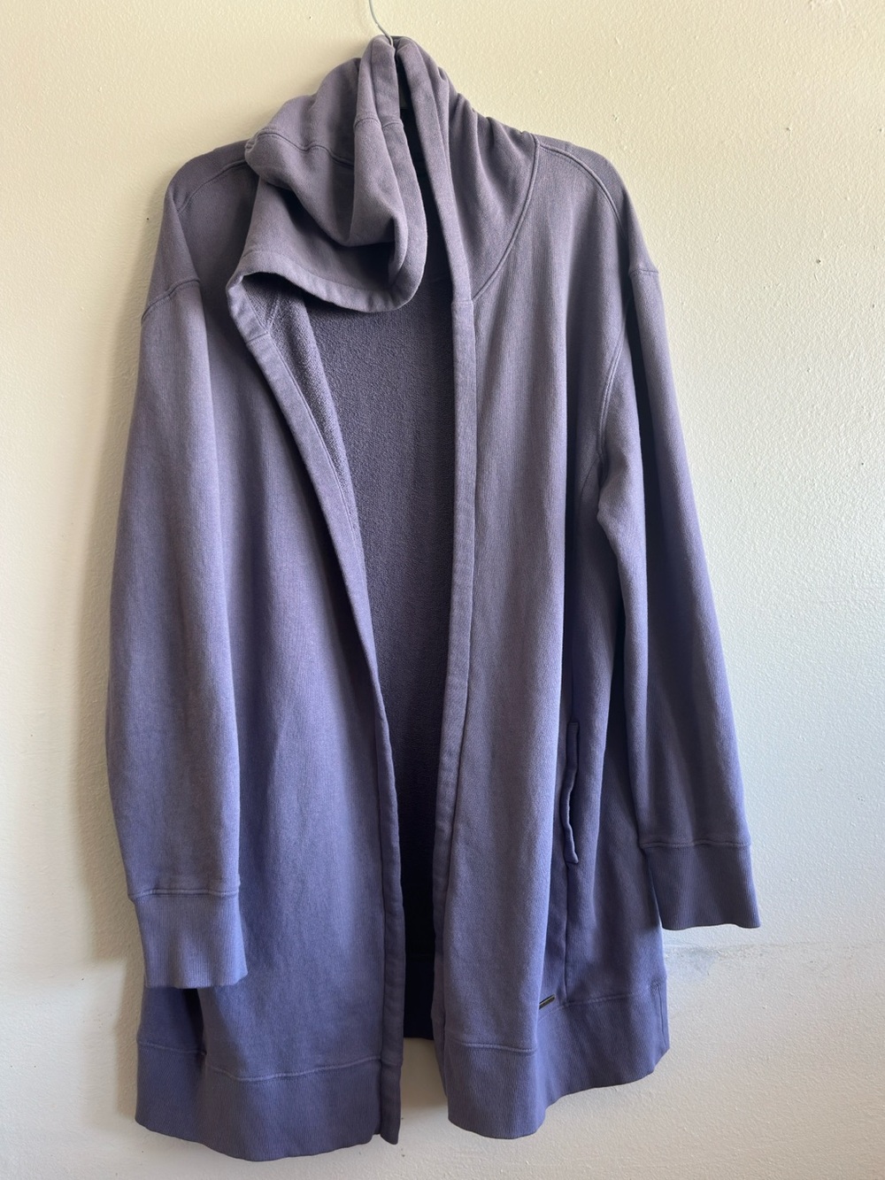 Life Is Good Open-Front Hooded Coatigan in Faded Blue Size XL